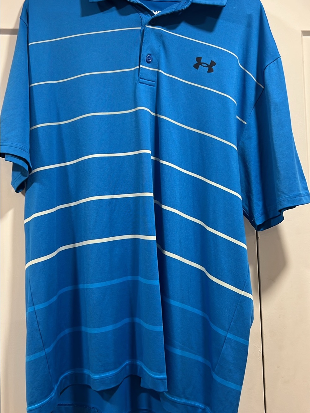 Under Armour Men’s Bright Blue Polo with White Stripes